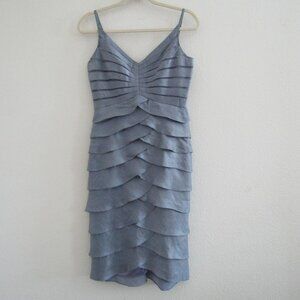 Adrianna Papell Cocktail Dress 6 Blue Gray Shimmer Elegant Special Occasion